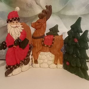 Vintage 1999 Wooden Christmas Trio